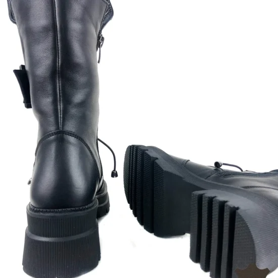 Черни кубинки естествена кожа Porto | Exclusive Collection 10083BL /