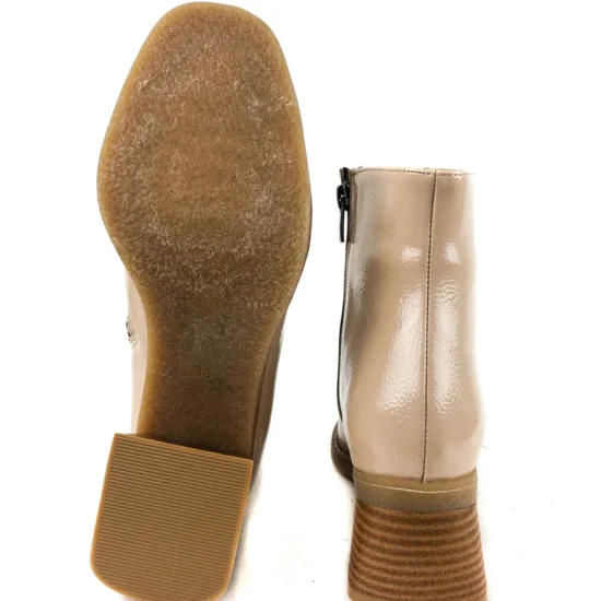 Елегантни боти на ток с топла подплата бежови /