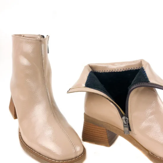 Елегантни боти на ток с топла подплата бежови /