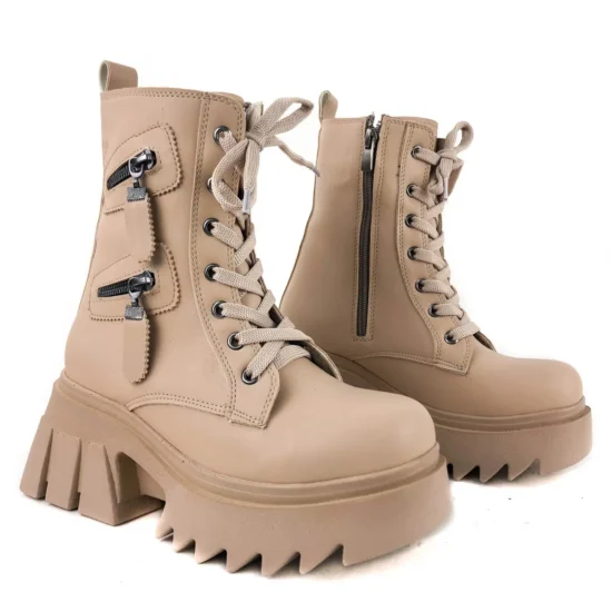 Модерни бежови боти с висока платформа Cabo 10103EE /