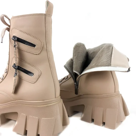 Модерни бежови боти с висока платформа Cabo 10103EE /