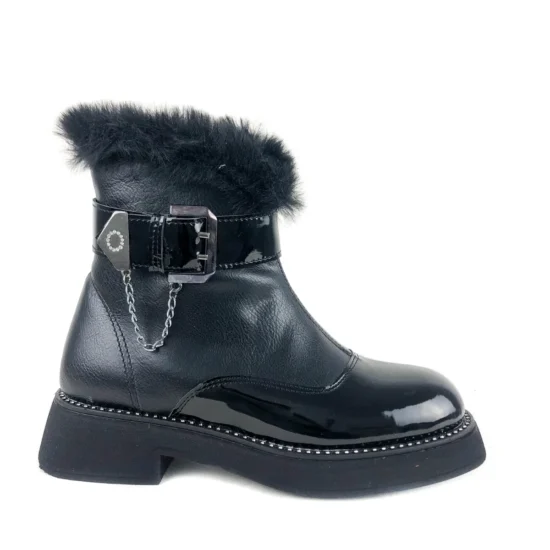 Дамски черни боти с топла подплата Calmaris 10112BL /