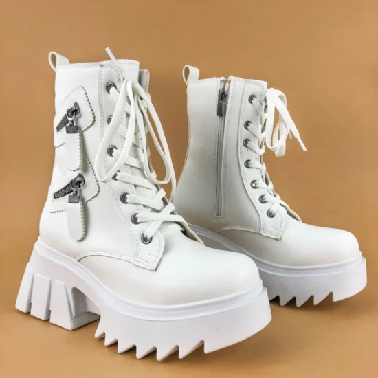 Модерни бели боти с висока платформа Cabo 10103WH /