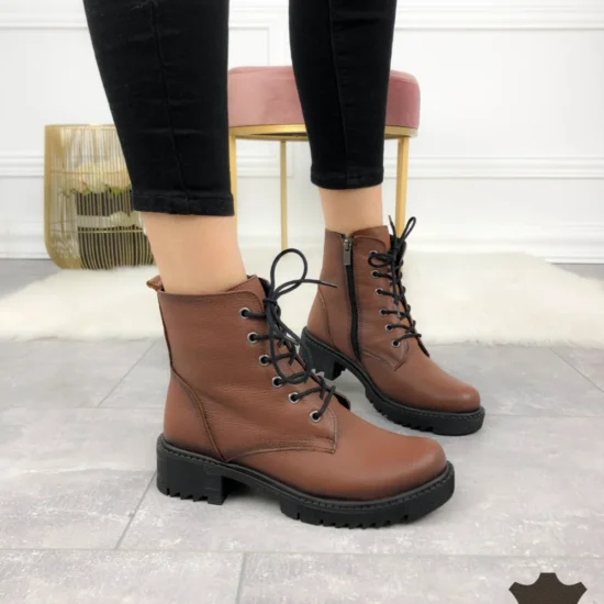 Alternative view of Кафяви боти естествена кожа Diadema 10093NW