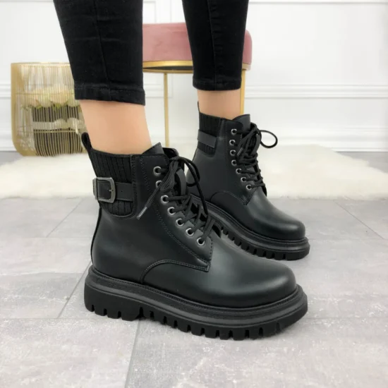 Alternative view of Дамски черни кубинки с връзки Peppe 10114BL