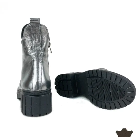 Сребристи боти естествена кожа Catania | Exclusive Collection 10116SI /