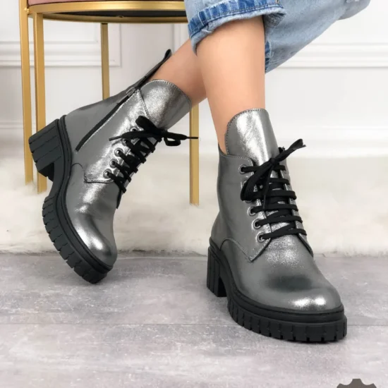 Alternative view of Сребристи боти естествена кожа Catania | Exclusive Collection 10116SI