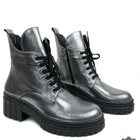 Сребристи боти естествена кожа Catania | Exclusive Collection 10116SI /