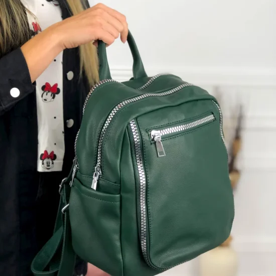 Alternative view of Голяма зелена раница Malcar от мека еко кожа 20013GR