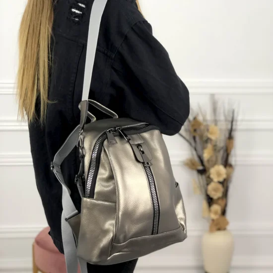 Alternative view of Голяма дамска сребриста раница Capri 20025SI