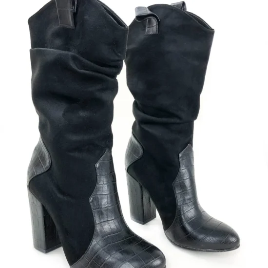 Черни ботуши на ток Aysha 4835B /