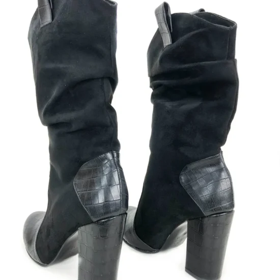 Черни ботуши на ток Aysha 4835B /