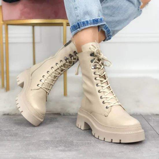 Alternative view of Бежови кубинки с шита подметка Kamala 10124EE