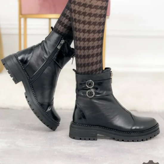 Дамски боти от естествена кожа с топла подплата Tamara 10126BL /