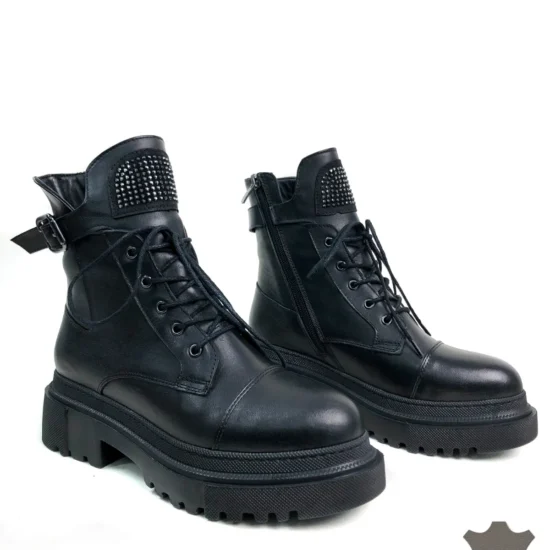 Alternative view of Черни кубинки естествена кожа Marcco 10131BL