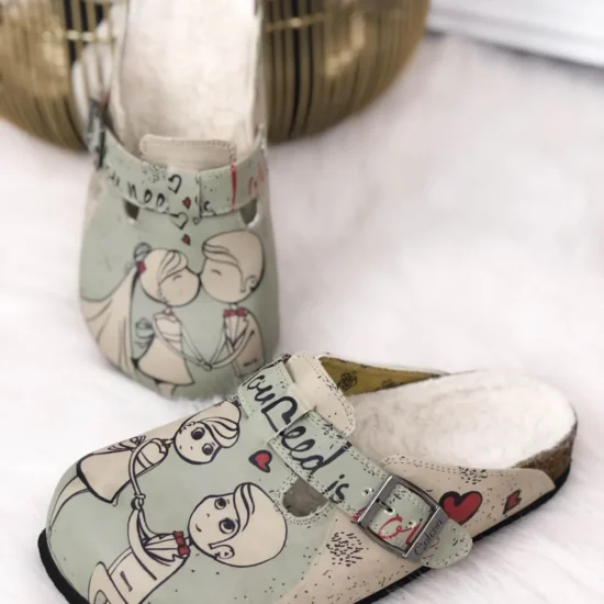 Alternative view of Зимни ортопедични чехли Sweet couple с пух 10149GR