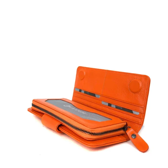 Оранжев луксозен портфейл от естествена кожа Charlotte 30036AR /