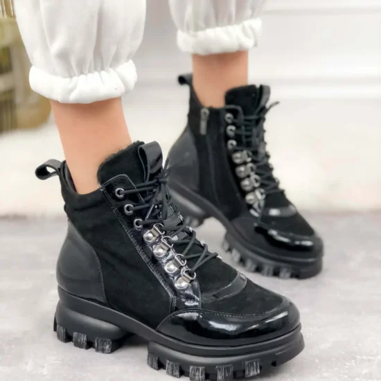 Спортни боти естествена кожа Bergamo | Exclusive Collection 10119BL /