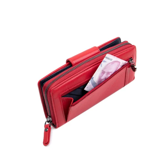 Червен луксозен портфейл от естествена кожа Austin 30034RD /