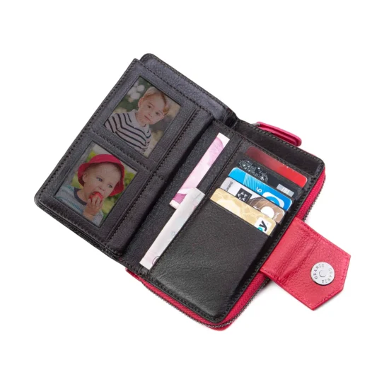 Червен луксозен портфейл от естествена кожа Houston 30031RD /