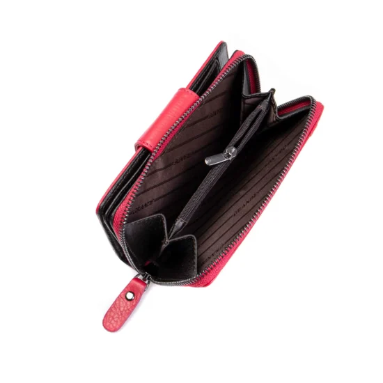 Червен луксозен портфейл от естествена кожа Houston 30031RD /