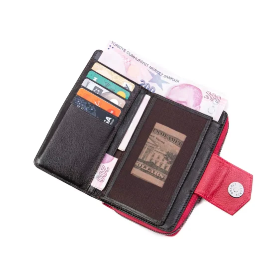 Alternative view of Червен луксозен портфейл от естествена кожа Houston 30031RD