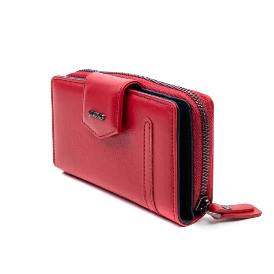 Червен луксозен портфейл от естествена кожа Houston 30031RD /