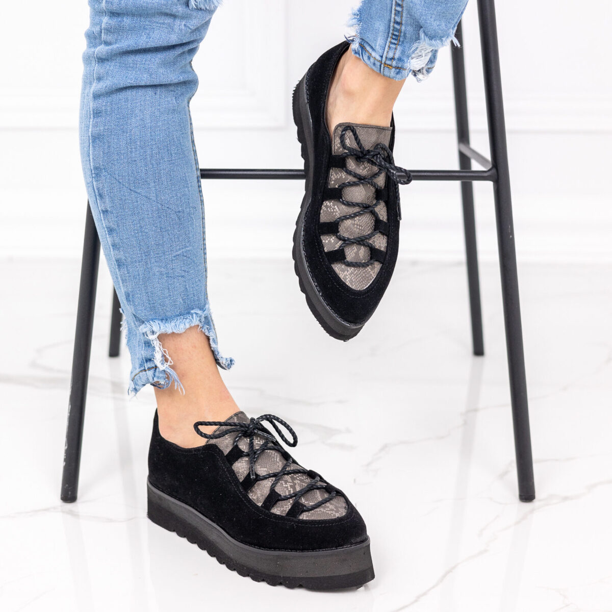 Ежедневни обувки на платформа Kartana кафяв-черен 10052NW