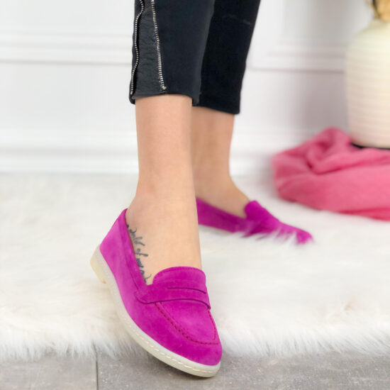 Цикламени мокасини от естествен велур Alen 10163FU /