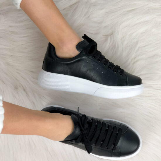 Черни кецове естествена кожа Elsie 10165BL /