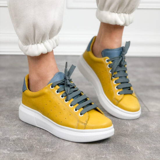 Alternative view of Жълти кецове естествена кожа