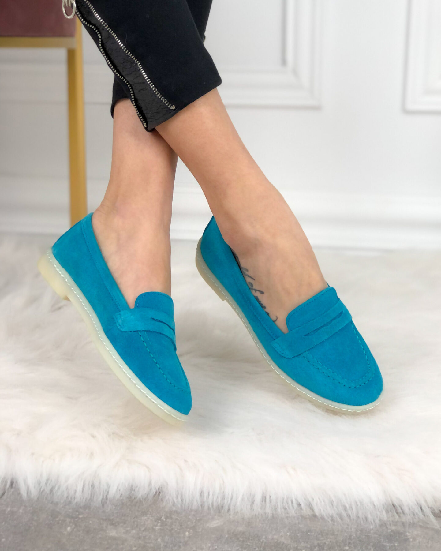 Сини мокасини от естествен велур Без категория Сини мокасини от естествен велур Без категория