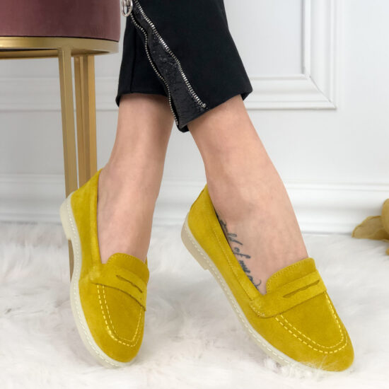 Alternative view of Жълти мокасини от естествен велур