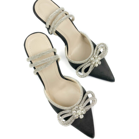 Елегантни обувки на ток с камъни Princess Black 10168BL /