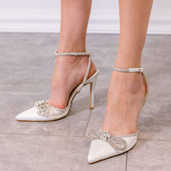 Елегантни обувки на ток с камъни Princess White 10168WH /
