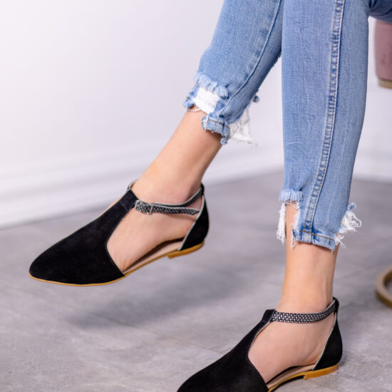 Alternative view of Дамски балеринки естествена кожа в черно Aya 10208