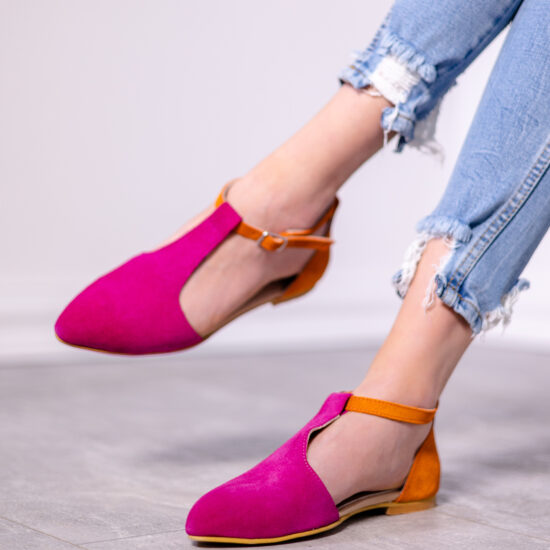 Alternative view of Дамски балеринки естествена кожа цветни