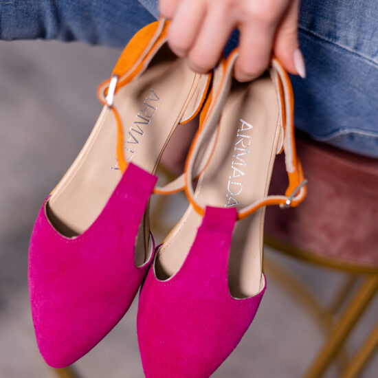 Дамски балеринки естествена кожа цветни /