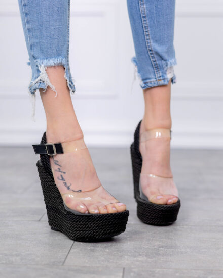 Силиконови сандали на платформа черни Обувки на ток