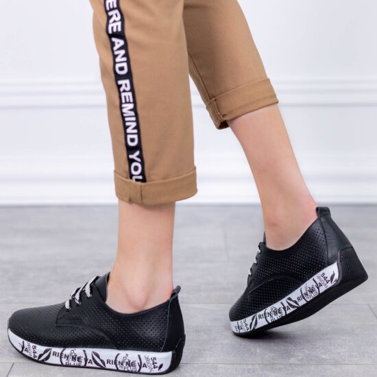 Черни спортни обувки от естествена кожа Tamma 10233 /