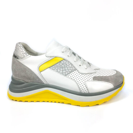 Alternative view of Модерни дамски маратонки от естествена кожа и велур Marga в бяло и сиво 10224