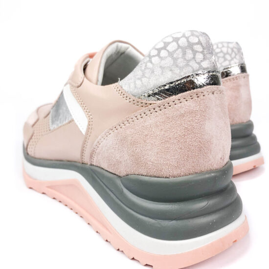 Модерни дамски маратонки от естествена кожа и велур Marga в розов цвят 10223 /