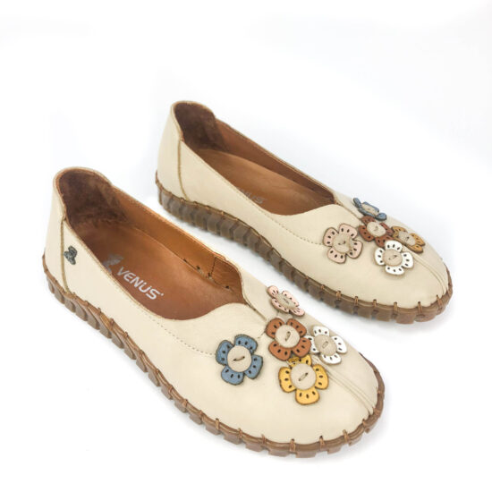 Бежови мокасини от мека естествена кожа с гъвкава подметка Venera 10226 /