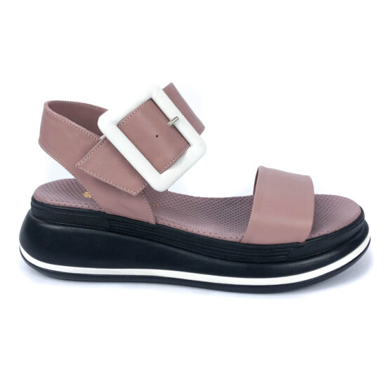 Alternative view of Розови сандали от естествена кожа с ниска платформа