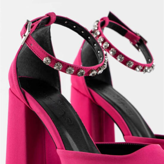 Олекотени обувки с масивна платформа и висок ток Medusa Fuchsia 10166FU /