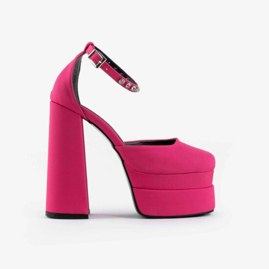 Олекотени обувки с масивна платформа и висок ток Medusa Fuchsia 10166FU /