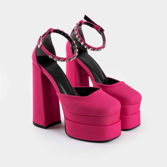 Олекотени обувки с масивна платформа и висок ток Medusa Fuchsia 10166FU /