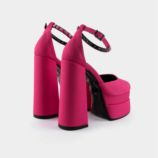 Олекотени обувки с масивна платформа и висок ток Medusa Fuchsia 10166FU /