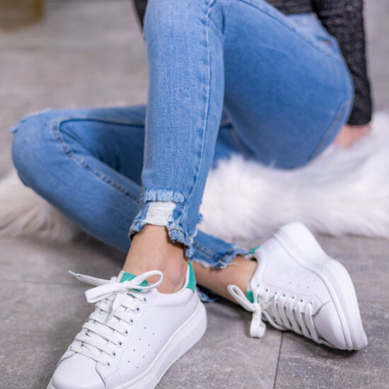 Alternative view of Бели кецове естествена кожа с цветен акцент Elsie 10176MT