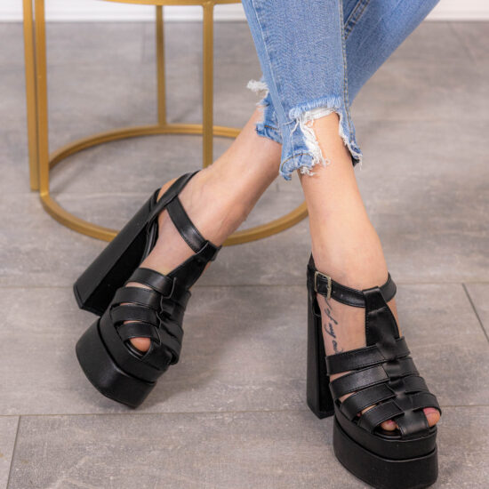 Alternative view of Черни сандали с висок ток и платформа